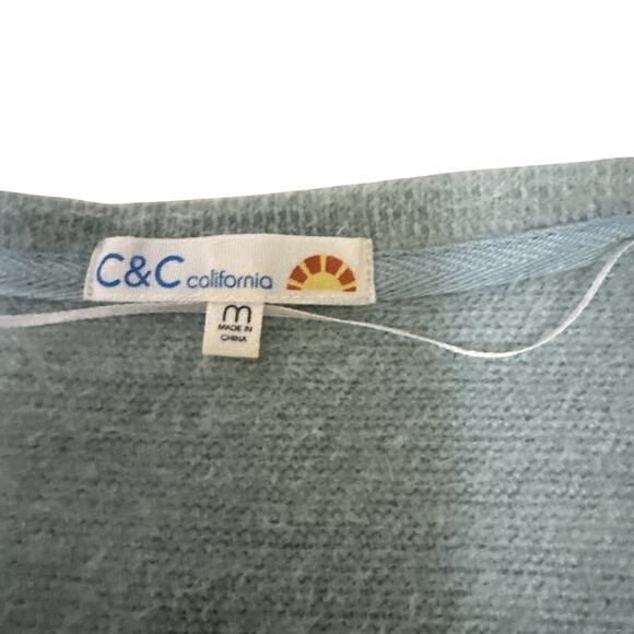 C&C California Sweater Womens Size Medium Seafoam Pullover V-Neck Knit Cotton - Picture 2 of 14